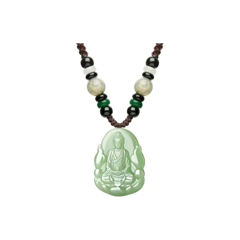 QIANCHANG Necklaces Green Jade Unisex-13