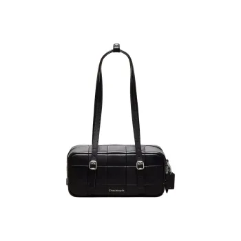 Coachtopia Refined Leather One Shoulder Handbag Large Size Women's Black