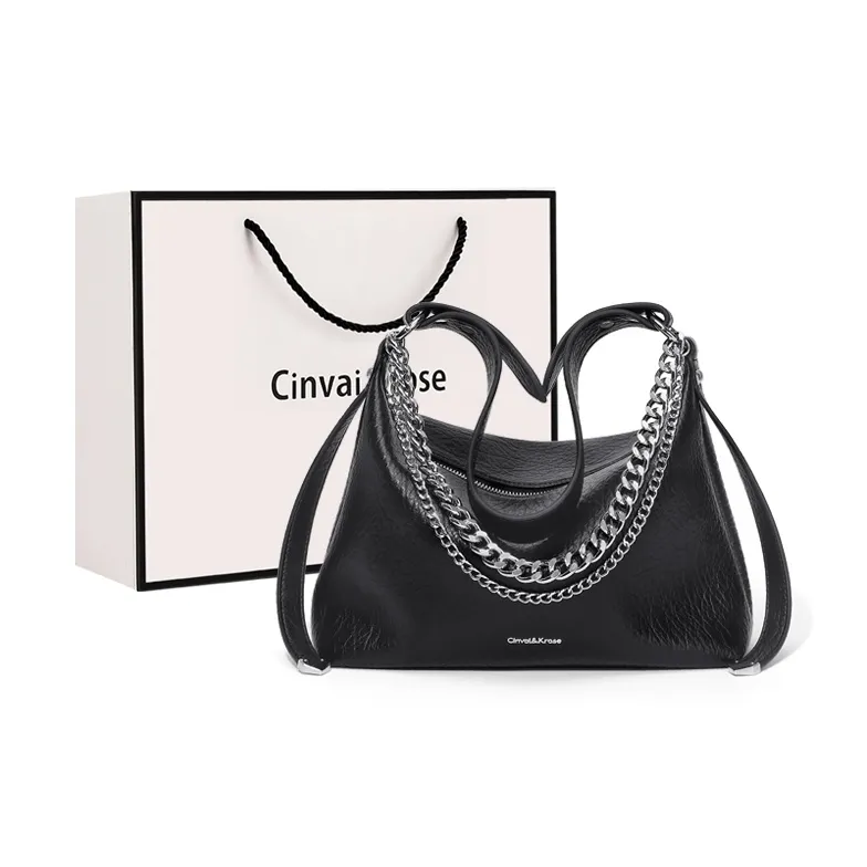Simvay Clos Cow Leather With Synthetic Leather Shoulder Bag Crossbody Bag Small Size Women's Black/Gray White-0