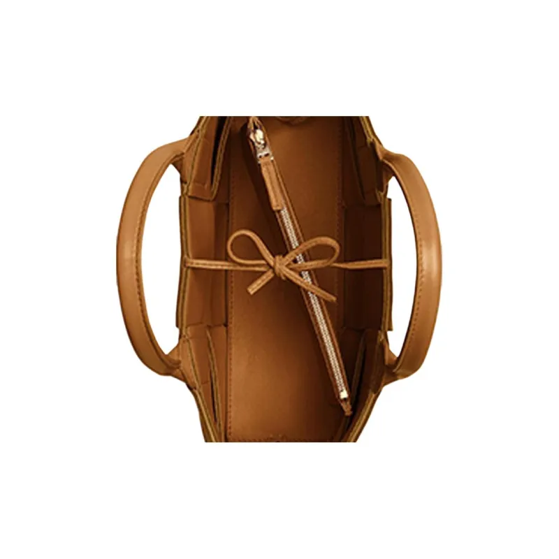 Bottega Veneta Arco Tote Bag Mini Intreccio Camel-4