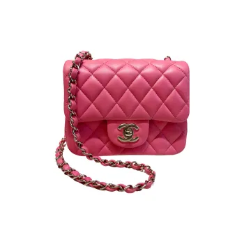 CHANEL Classic Flap CF Lambskin Shoulder Bag, Crossbody Bag Mini Women's Coral Pink