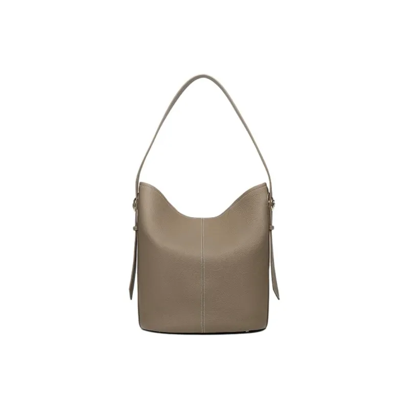 GELANNI Cow Leather Shoulder Bag Women's Ecru/Black/Gray-11