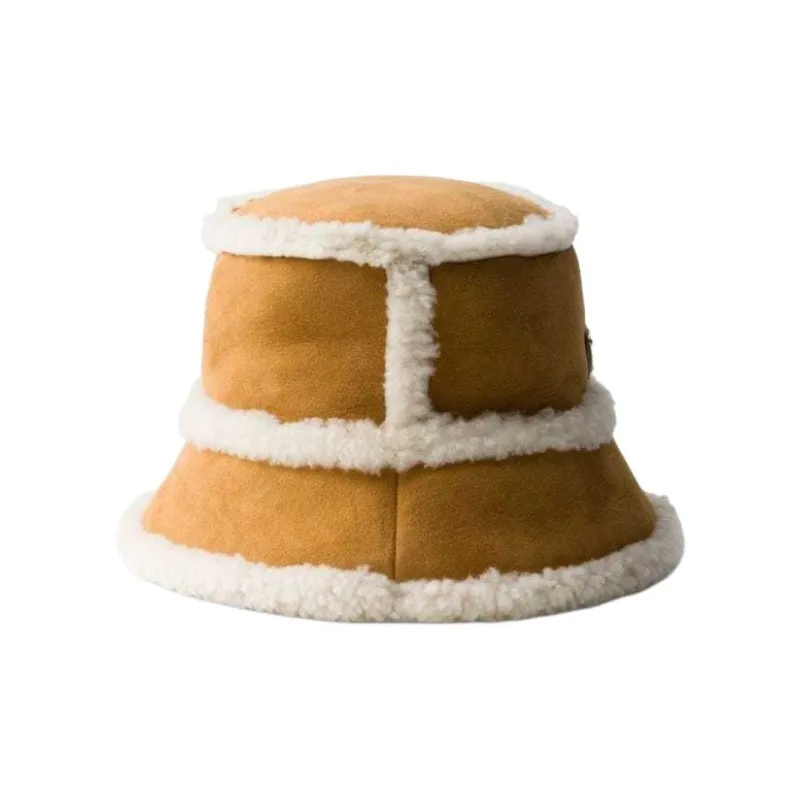 PRADA Suede Shearling Bucket Hat-1