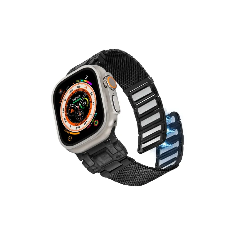 HUALIMEI Watch Band Apple Compatibility 49mm Magnetic Carbon Fiber Material-0