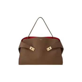 FERRAGAMO Calfskin One Shoulder Handbags Medium Size Women's Clay Brown