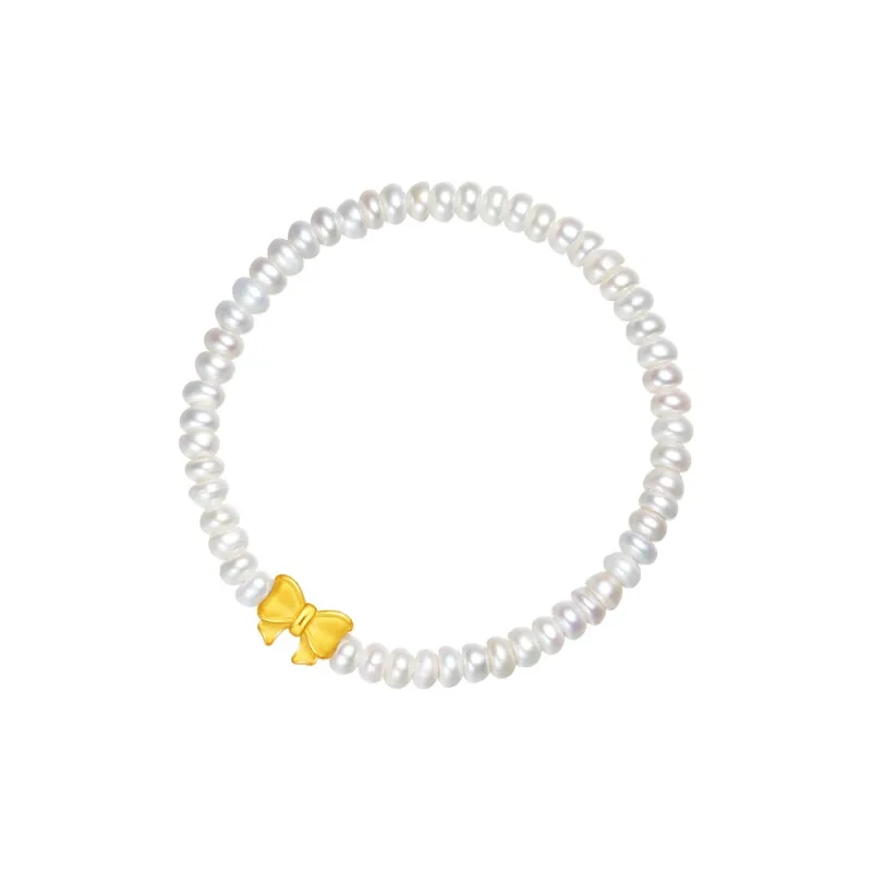 ZHOU LIU FU Bowknot Camellia 5D Hard Gold Elegant # Good Luck Solid Gold Fixed Price Bracelets Women's-1