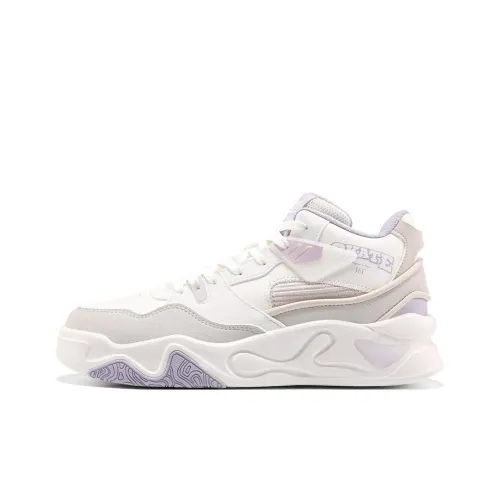 361° Abrasion-Resistant Slip-Resistant High-Top Skateboard Shoes Women's White Purple