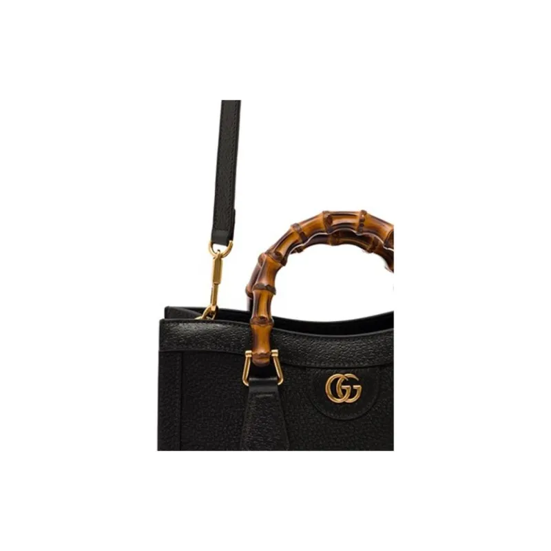 GUCCI Diana Leather Shoulder Bag, Crossbody Bag, Handbag Trumpets Unisex Black-4