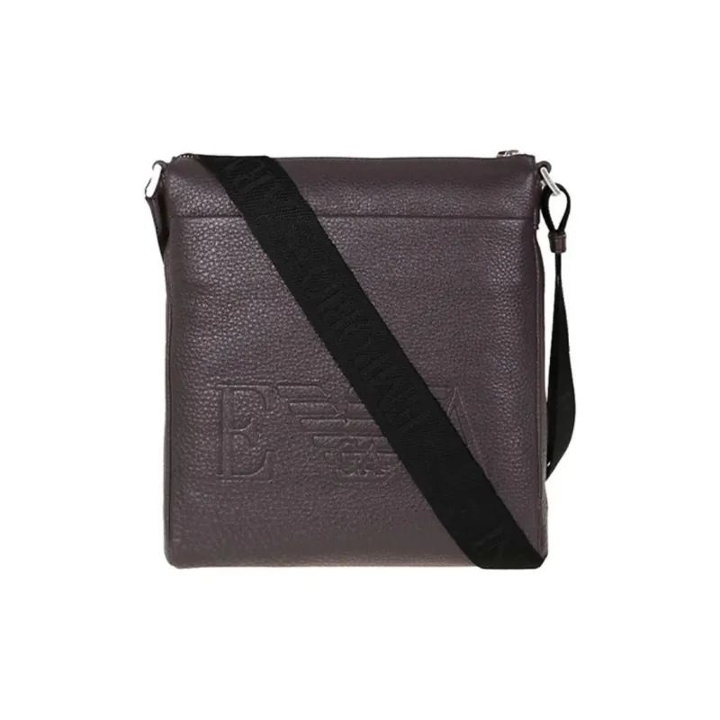 EMPORIO ARMANI Cow Leather Messenger Bag, Crossbody Bag, Shoulder Bag Men's Brown-0