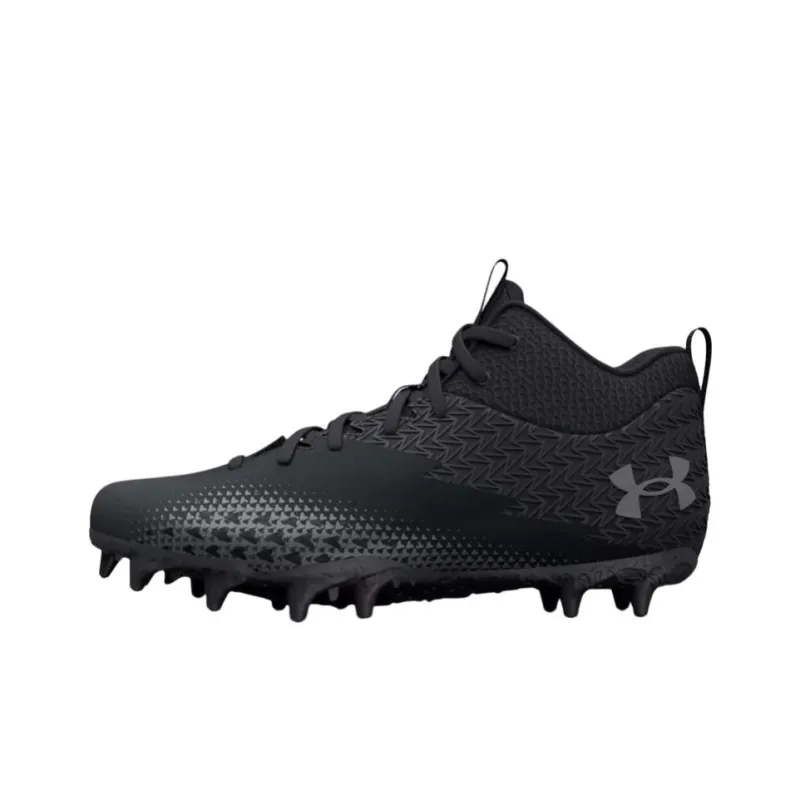 Under Armour Spotlight Select 3 MC Anti-Slip Wear-Resistant Mid-Top Kids' Soccer Shoes Black Teenagers-0