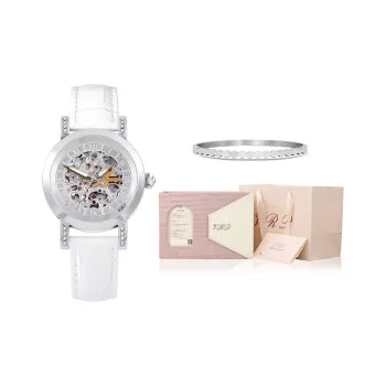 VRQ Automatic Mechanical Movement Genuine Leather Strap Women's Watch Cut-Out Dial