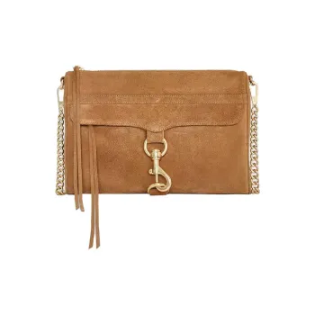 REBECCA MINKOFF Suede Leather Shoulder Bag Crossbody Bag Women's Camel