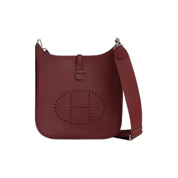 HERMES Evelyne Clemence Bullock Leather Crossbody Bag Shoulder Bag Women's 55 Rouge Hermes Red