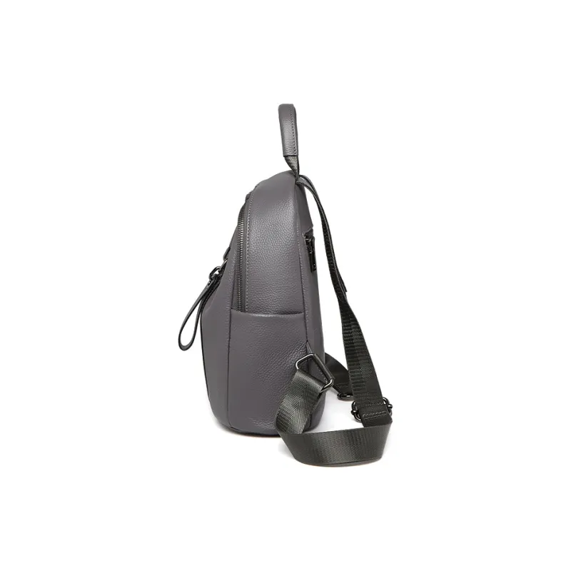ZOOLER Top Grain Cow Leather Backpack Regular Women's Khaki/Black/Smoke Gray-16