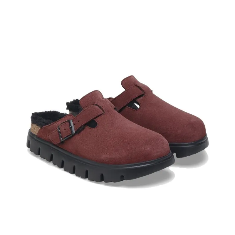 Birkenstock Boston Series EVA Abrasion Resistant Wrap toe Slippers Women's Deep Red-3