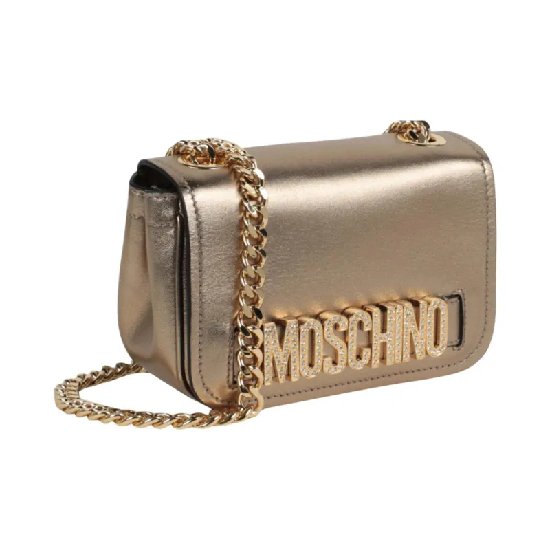 MOSCHINO Leather Shoulder Bag Crossbody Bag Women's Gold-1