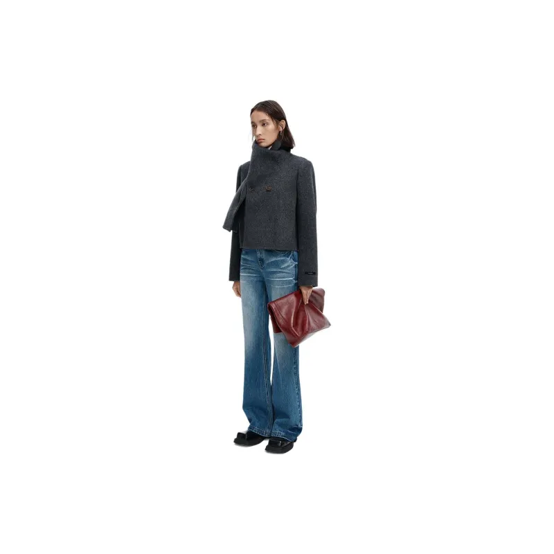 Self Who Scarf Collar Coat Women's-7