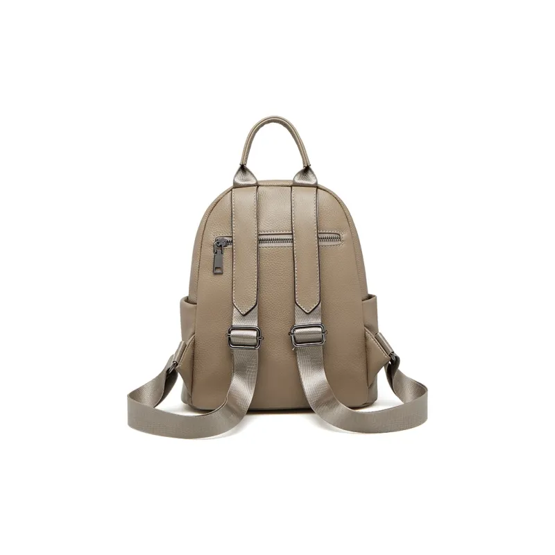 ZOOLER Top Grain Cow Leather Backpack Regular Women's Khaki/Black/Smoke Gray-3