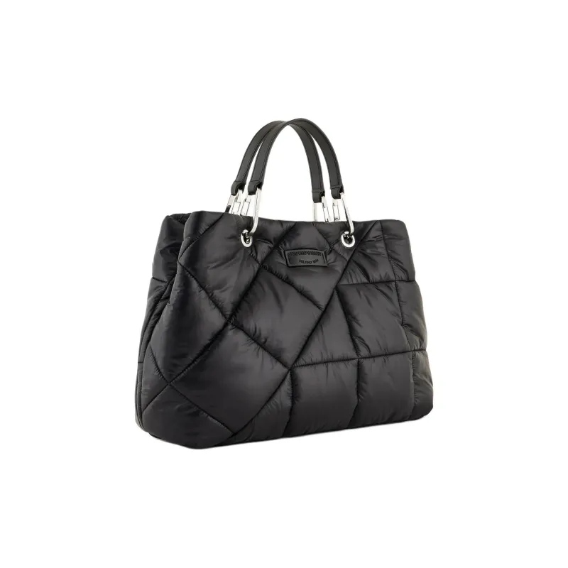 EMPORIO ARMANI MyEA Nylon Tote Bag, Shopping Bag, Handbag Medium Size Women's Black-1