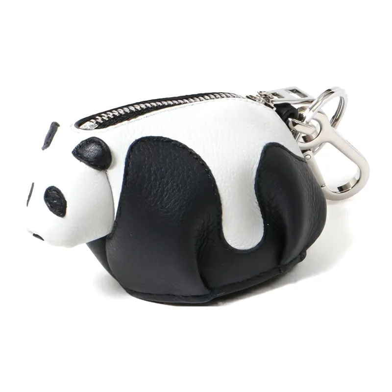 LOEWE Cow Leather Coin Purse Unisex Black/White-2