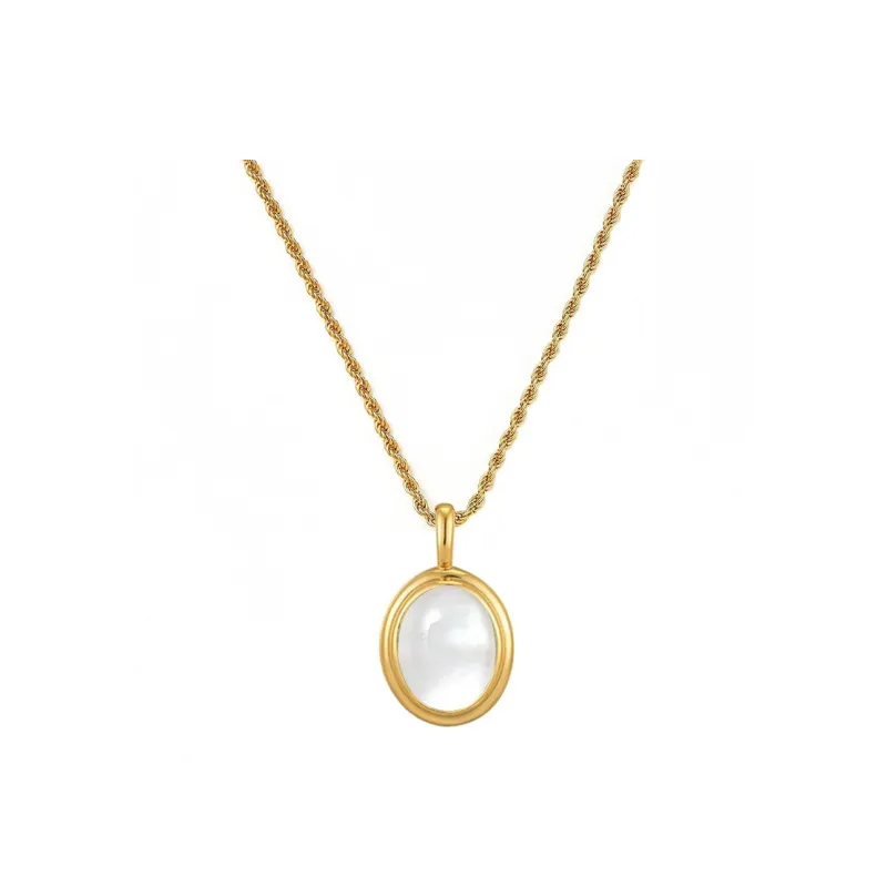 Leticia Ponti Brass White Mother Of Pearl Necklaces Women's-0