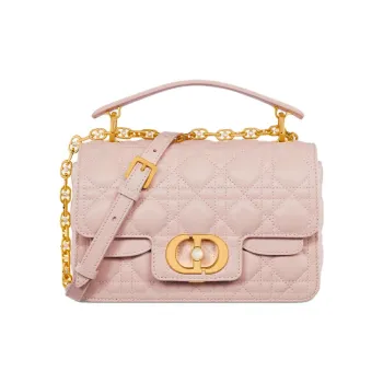 DIOR Wicker Pattern Cow Leather Shoulder Bag Crossbody Bag Handbag Small Size Women's Rouge Pink