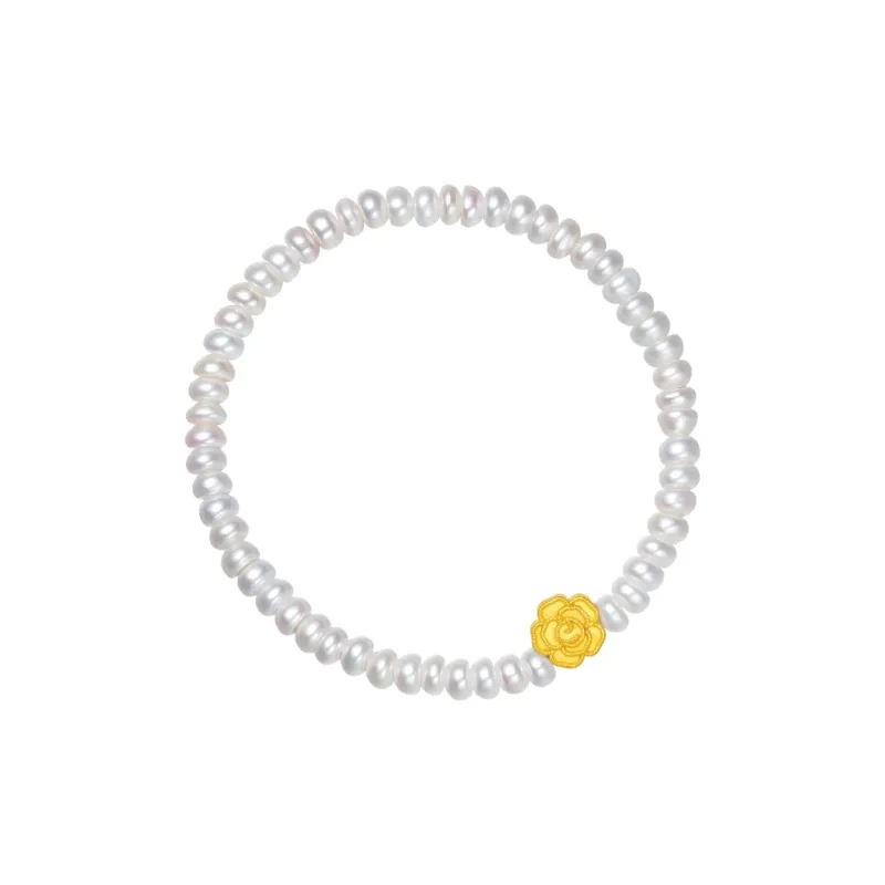 ZHOU LIU FU Bowknot Camellia 5D Hard Gold Elegant # Good Luck Solid Gold Fixed Price Bracelets Women's-5