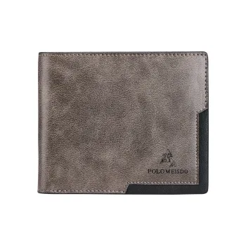 POLOMEISDO PU Microfiber Cropped Wallet Men's Wallet Men's Gradient Coffee Customizable Greeting Card/Photo
