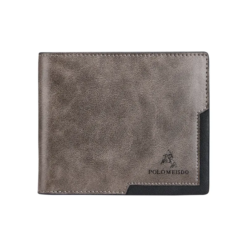 POLOMEISDO PU Microfiber Cropped Wallet Men's Wallet Men's Gradient Coffee Customizable Greeting Card/Photo-0