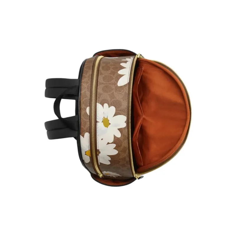 COACH Court Canvas Backpack Large Size Women's Gold & Brown Umber-2