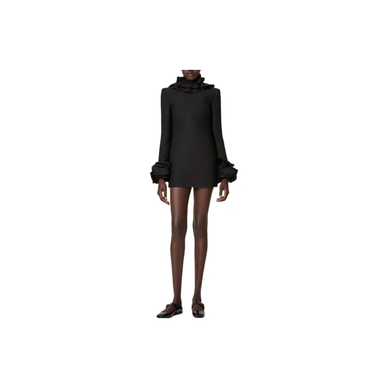 Valentino Ruffled Open Back Long Sleeved Dress-1