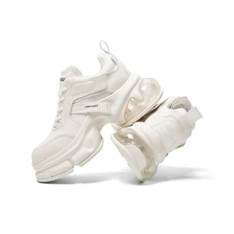 CHERYKALLY Anti Slip And Wear Resistant Height Increasing Low Top Chunky Sneakers Women's-5