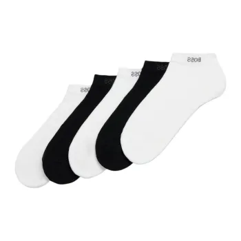 HUGO BOSS Ankle Socks Men's 5 Pack White+Black