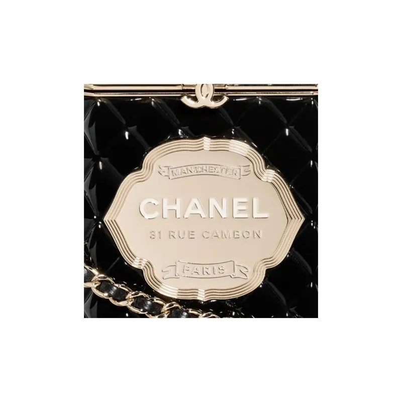 CHANEL Resin Artificial Pearl Enamel Evening Bag, Crossbody Bag, Shoulder Bag Women's Black & Gold-4