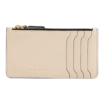 MARNI Smooth Calf Leather Card Holder Women's Cream