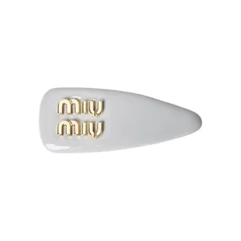 MIU MIU Patent Leather Hair Clips Women's Pearl Gray