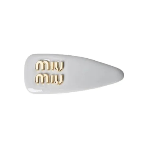 MIU MIU Patent Leather Hair Clips Women's Pearl Gray