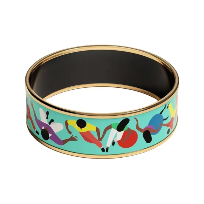 HERMES Enamel Bangles Women's Green-1