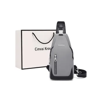 Simvay Clos Fabric Shoulder Bag Crossbody Bag Sling Bags Small Size Men's Silver Gray