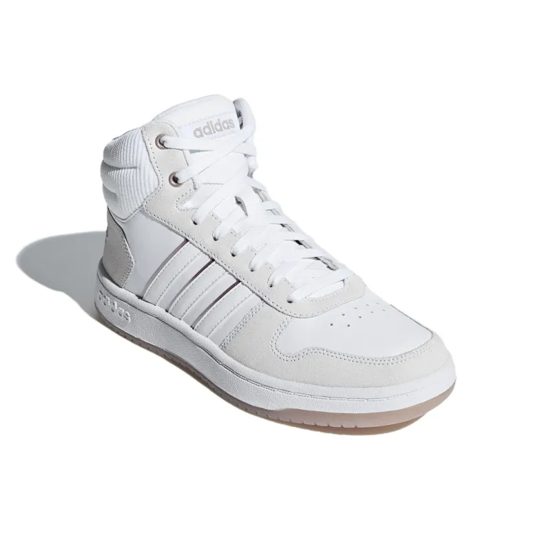 Adidas Hoops 2.0 Anti Slip Wear Resistant Mid Top Basketball Shoes Women's White-2