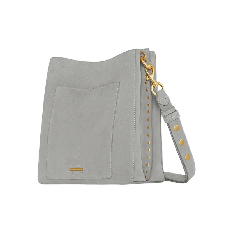REBECCA MINKOFF Suede Leather Crossbody Bag Shoulder Bag Women's Gray-1