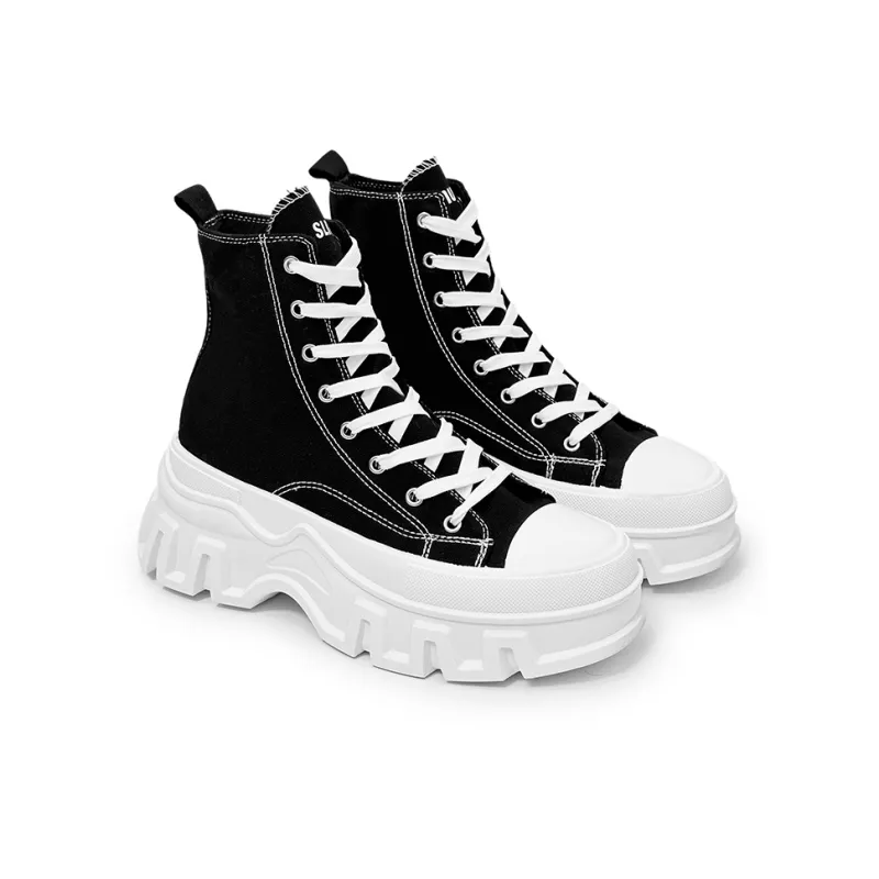 SLNU 3 Coverage Balance Abrasion Resistant Lightweight Slip Resistant High Top Canvas Shoes Unisex Black-2