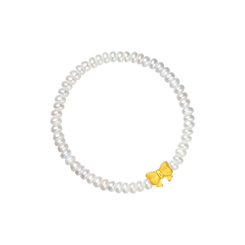 ZHOU LIU FU Bowknot Camellia 5D Hard Gold Elegant # Good Luck Solid Gold Fixed Price Bracelets Women's-2