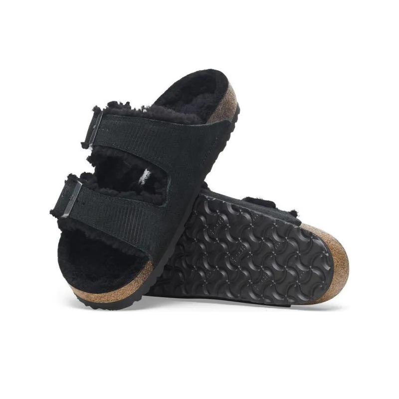 Birkenstock Arizona Shearling Slide Slippers Unisex Black-5