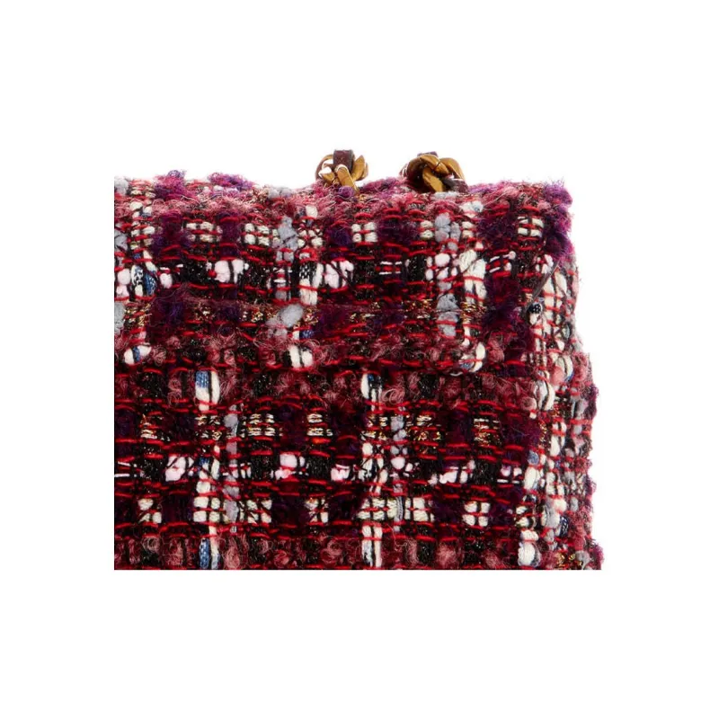 GUESS Fabric Shoulder Bag Medium Size Women's Burgundy Plaid-5