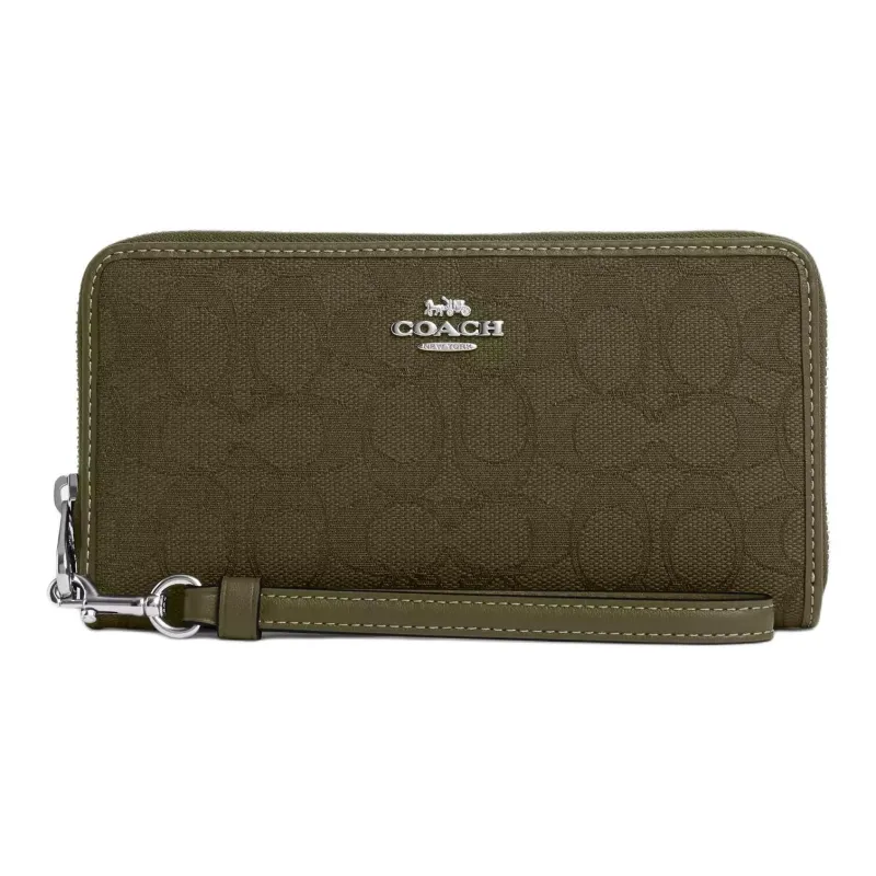 COACH Recycled Material Wallet Small Size Women's Olive-0