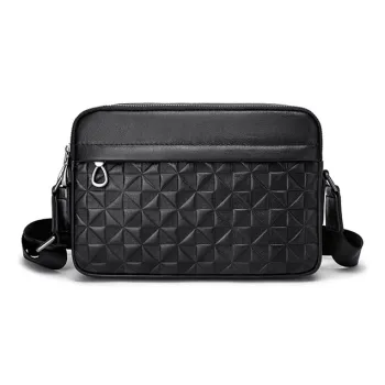 FAIRWHALE Top Grain Cow Leather Messenger Bag Shoulder Bag Men's Black