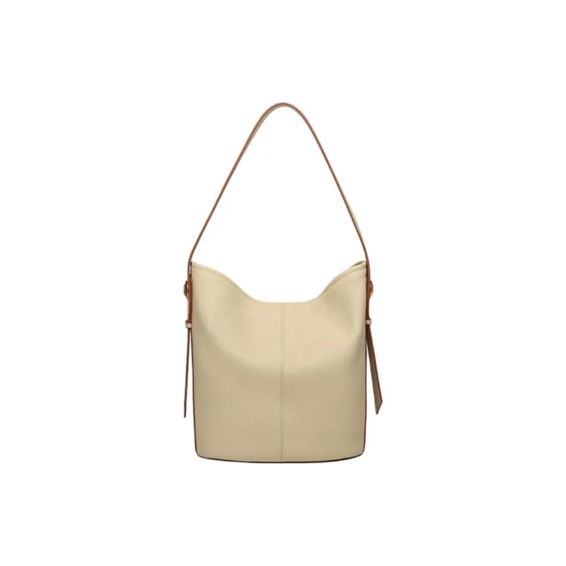 GELANNI Cow Leather Shoulder Bag Women's Ecru/Black/Gray-4