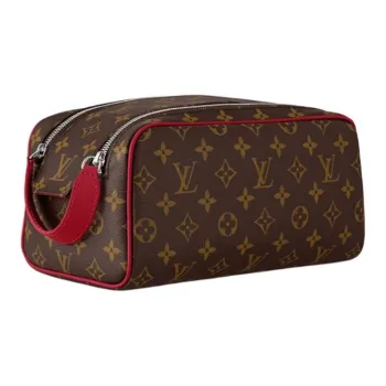 LOUIS VUITTON Dopp Kit Leather Toiletry Bag Regular Men's Red & Brown