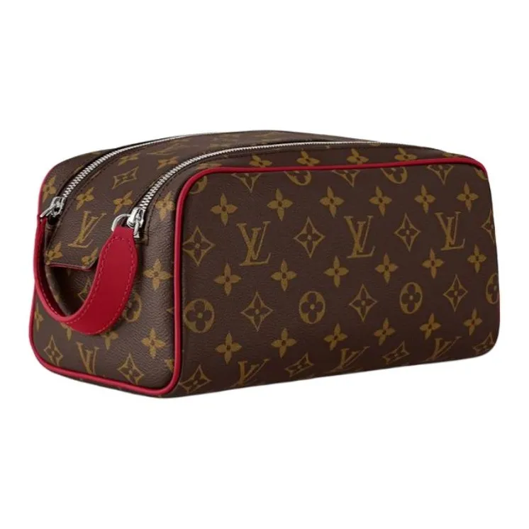 LOUIS VUITTON Dopp Kit Leather Toiletry Bag Regular Men's Red & Brown-0